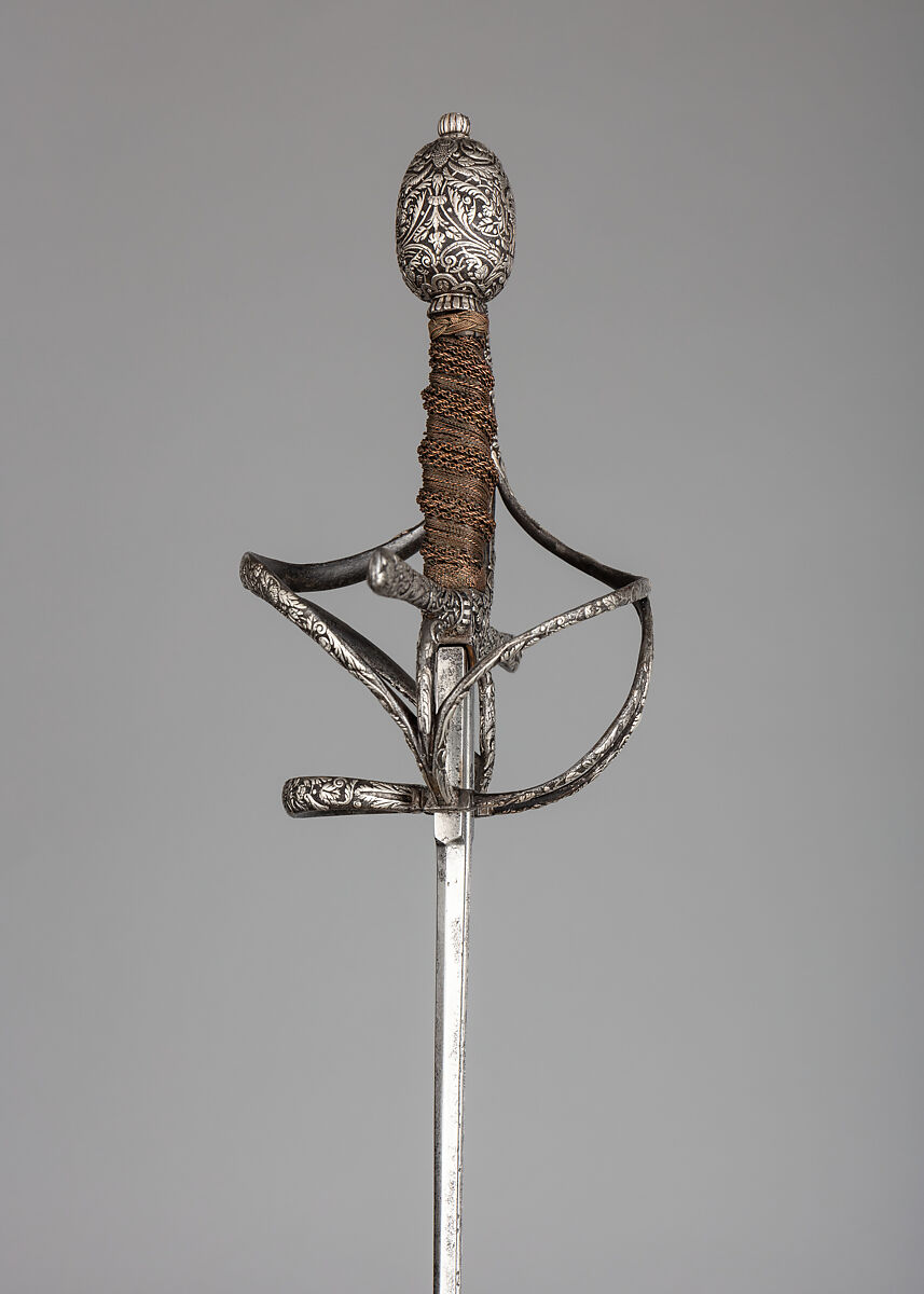Rapier, Meves Berns (German, Solingen, active early 17th century), Steel, silver, copper, German, Solingen