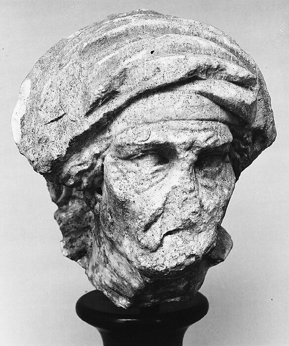 Marble head of an old woman, Marble, Roman