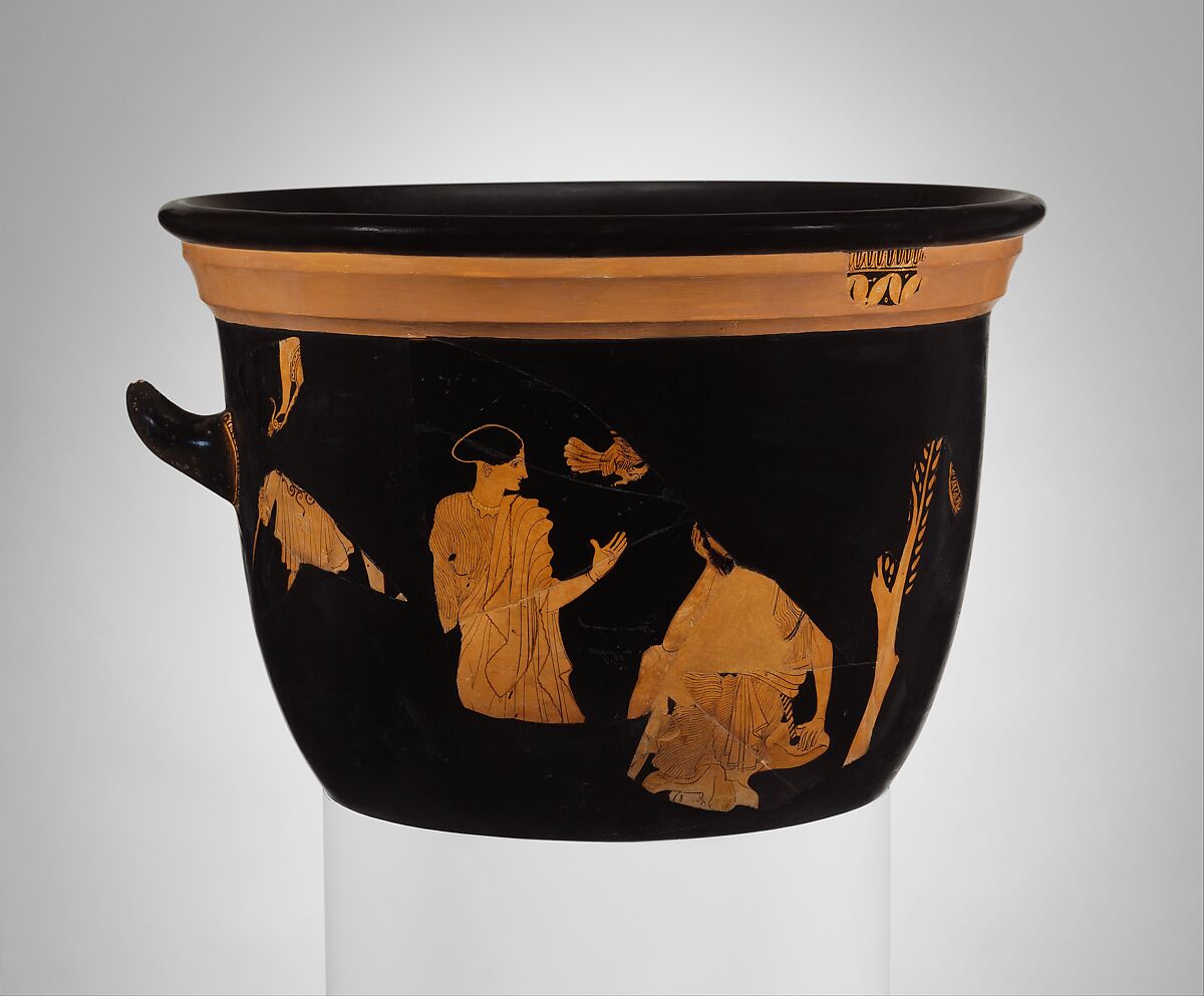 Terracotta bell-krater (bowl for mixing wine and water), Terracotta, Greek, Attic 