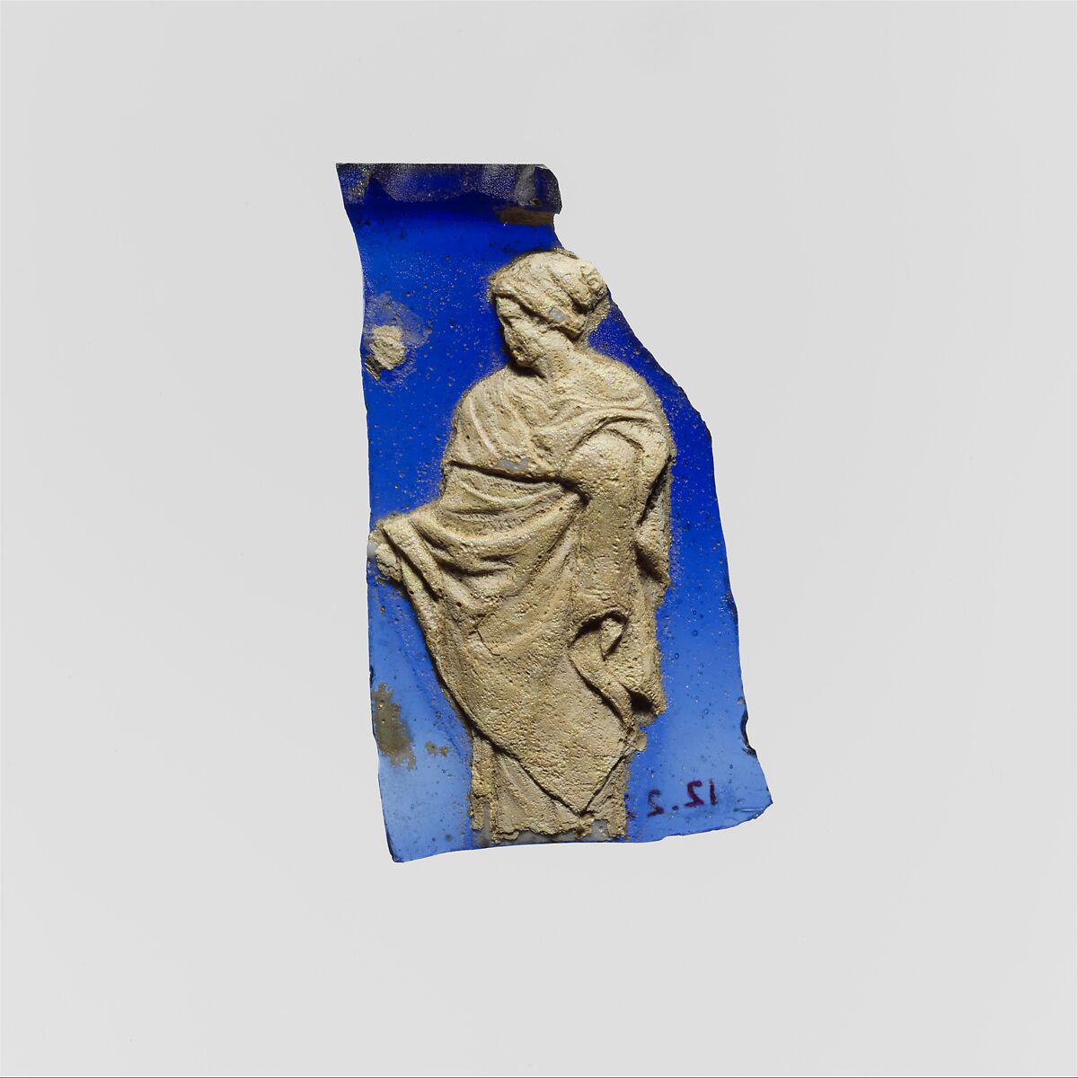 Glass cameo cup (scyphus) fragment, Glass, Roman 