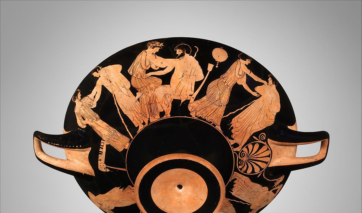 Terracotta kylix (drinking cup), Signed by Hieron as potter, Terracotta, Greek, Attic
