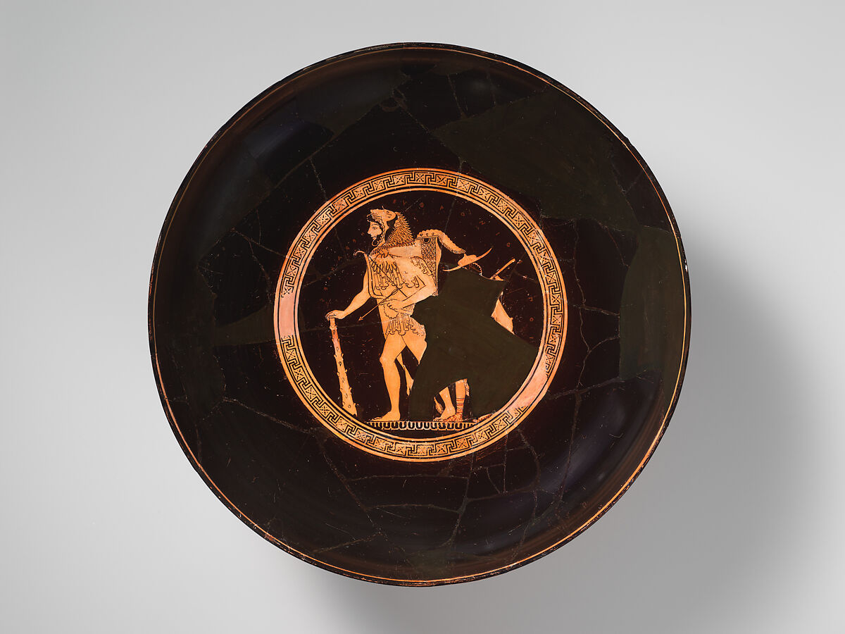 Terracotta kylix (drinking cup), Signed by Euphronios as potter, Terracotta, Greek, Attic 