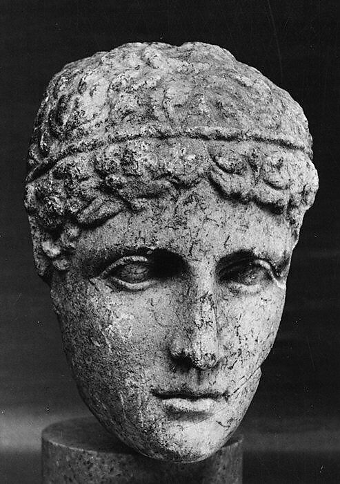Marble statue head of a youth, Marble, Pentelic, Roman 