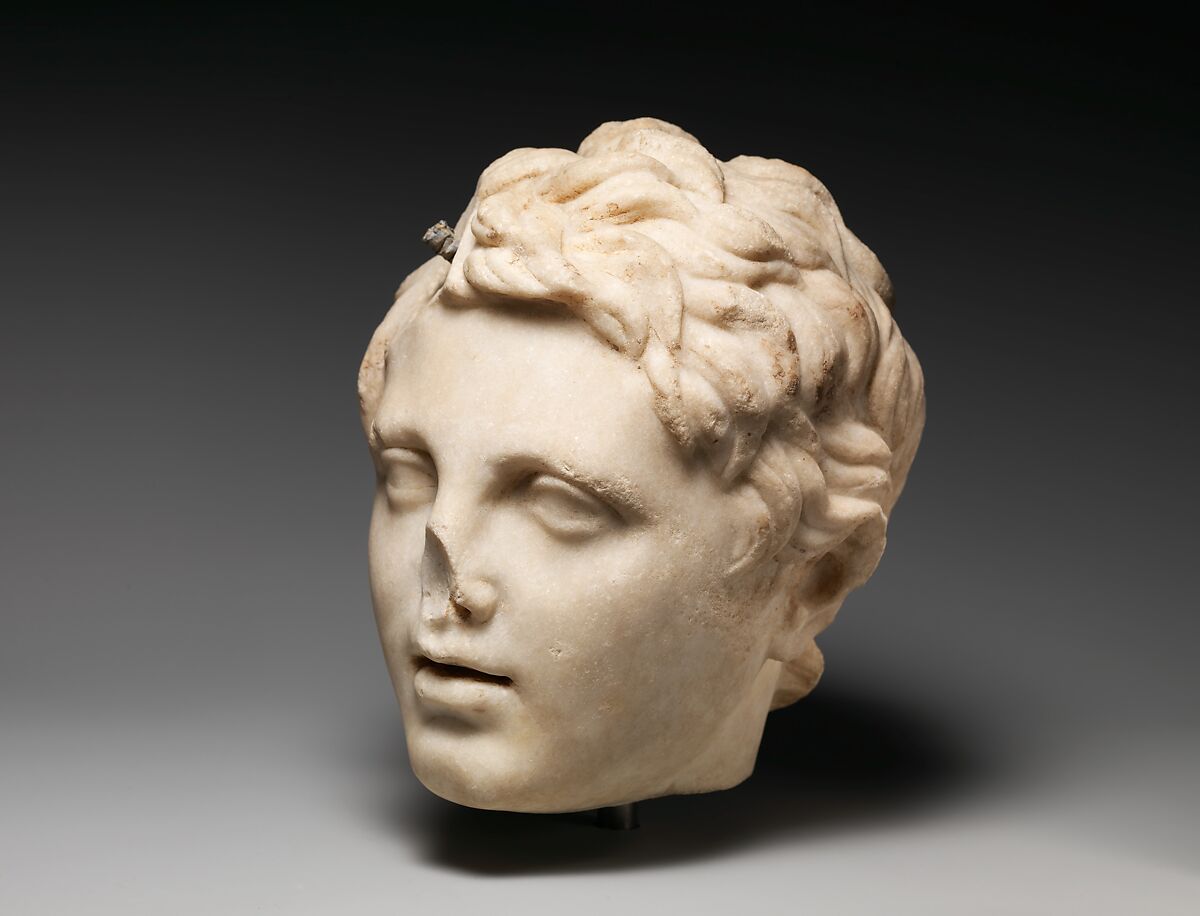 Marble head of a boy, Marble, Island, Roman