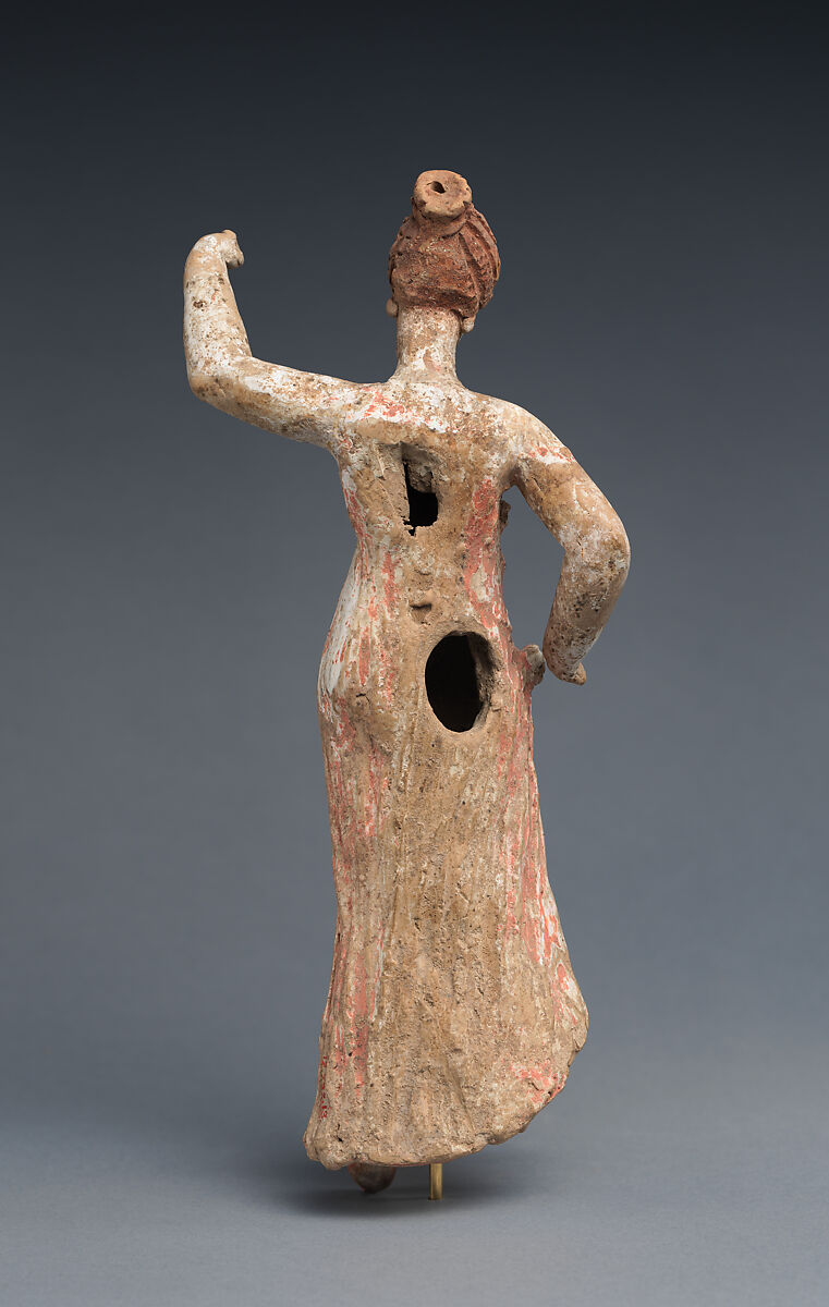 Terracotta statuette of a dancing woman, Terracotta, Greek, South Italian, Tarentine