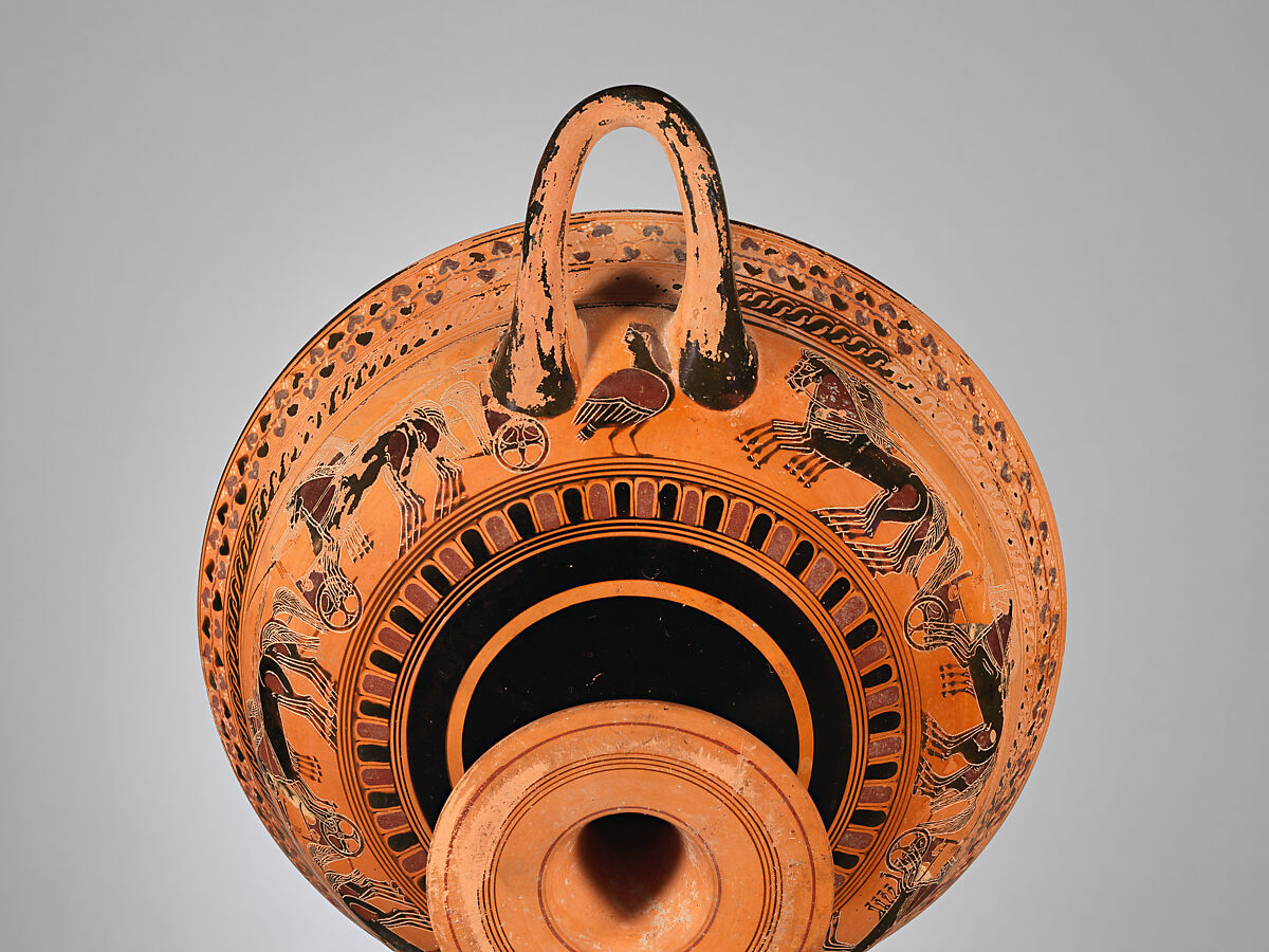 Terracotta kylix: hybrid Siana lip-cup (drinking cup), Attributed to an artist related to the C Painter, Terracotta, Greek, Attic