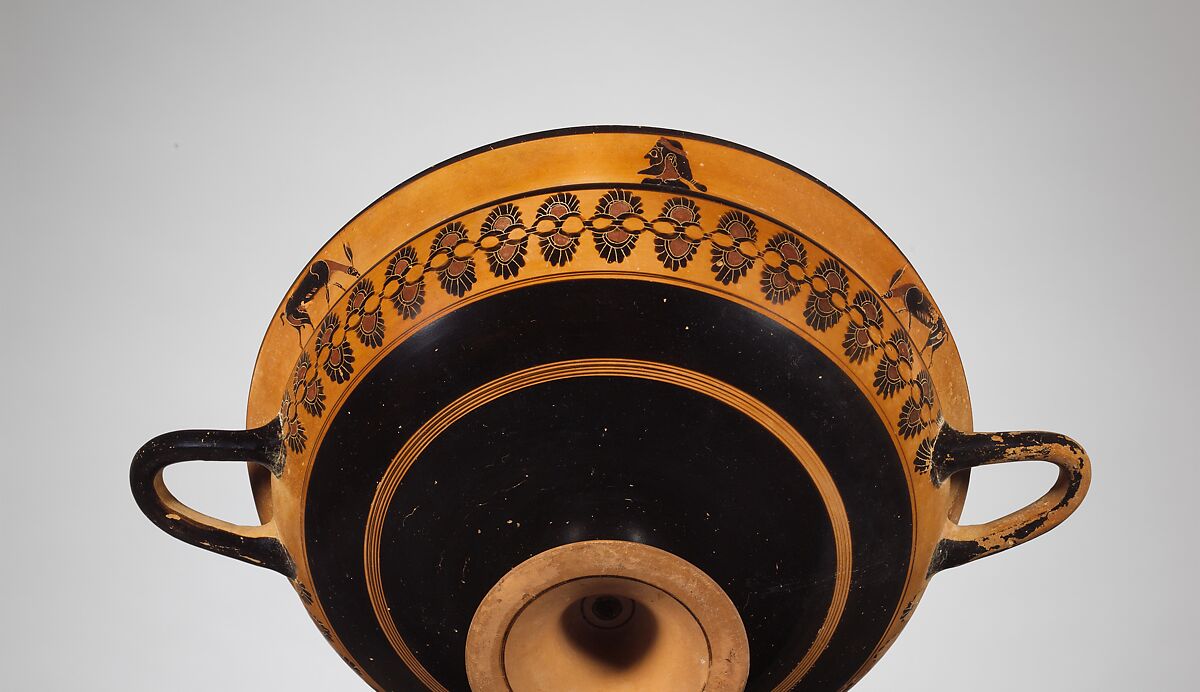 Terracotta kylix: Siana cup (drinking cup), Terracotta, Greek, Attic 