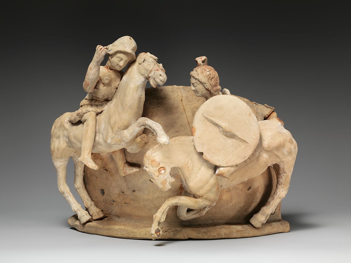 Terracotta relief probably from a funnel vase, Terracotta, Greek, South Italian, Apulian, Canosan 