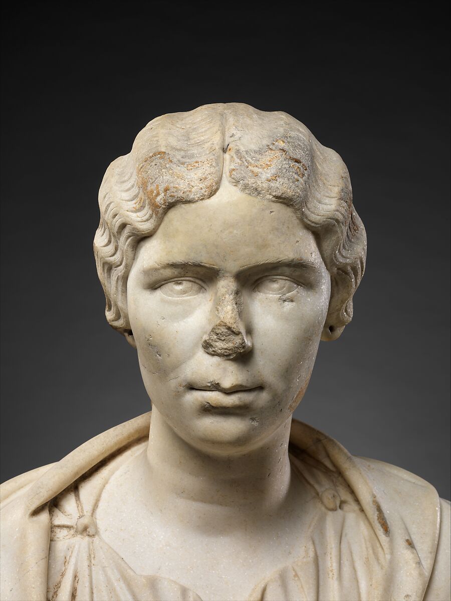 Marble portrait bust of a woman, Marble, Roman