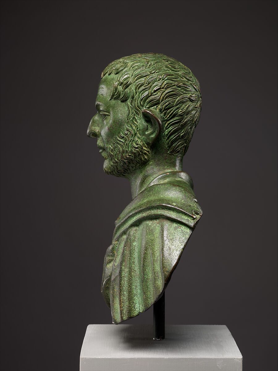 Bronze portrait bust of a man, Bronze, Roman