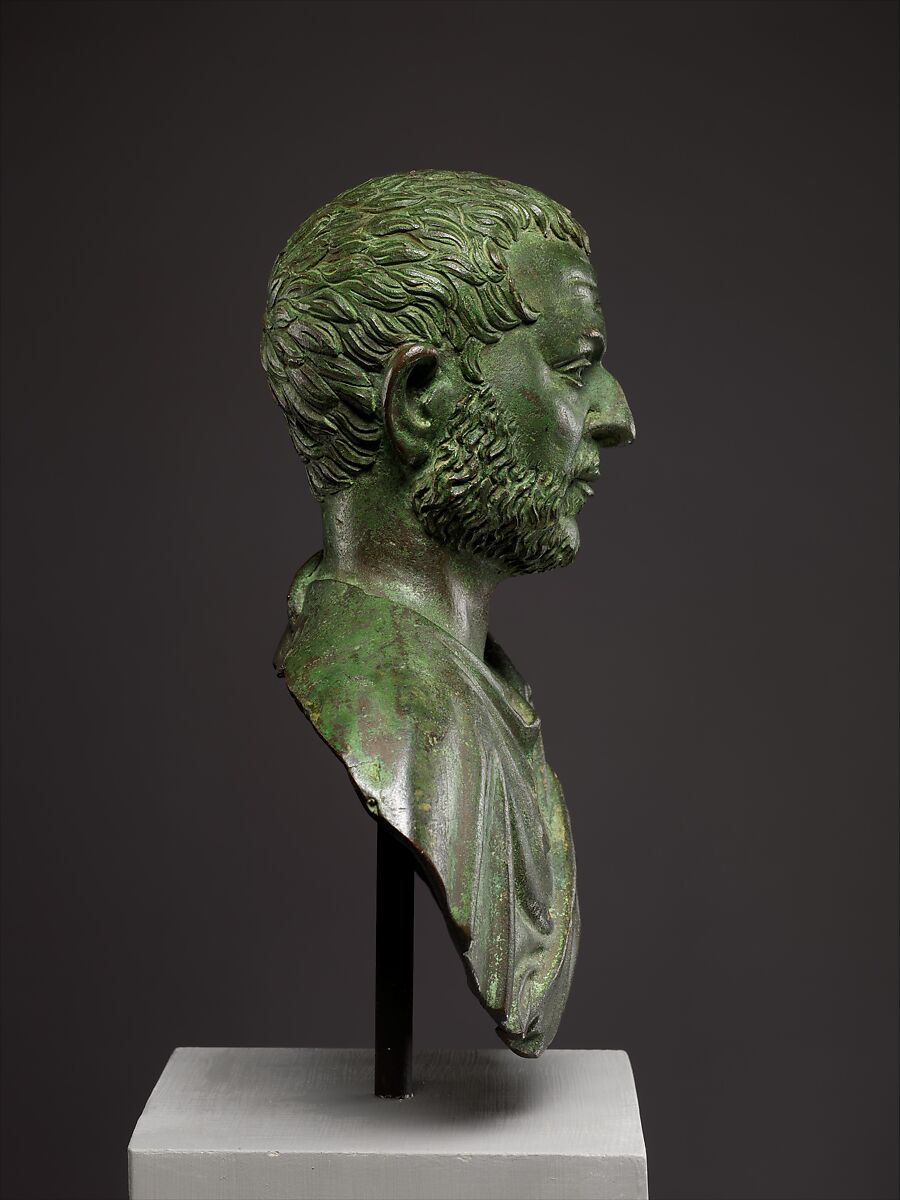 Bronze portrait bust of a man, Bronze, Roman