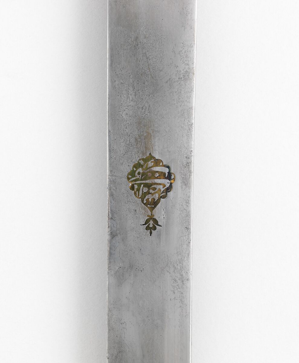 Scimitar with Scabbard, Steel, copper alloy (brass), silver, wood, gold, jade, turquoise, copper, Hilt and scabbard, Turkish; Blade, Iranian