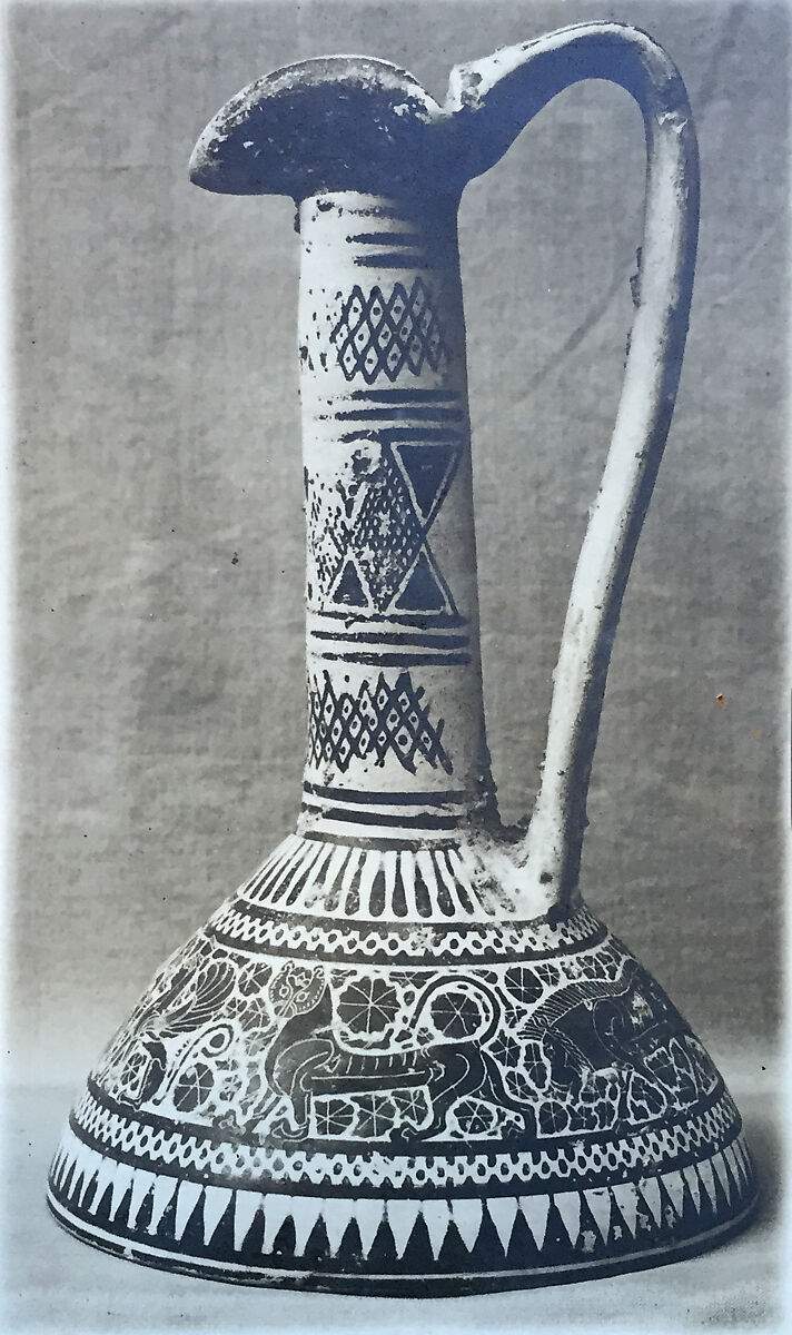 Terracotta oinochoe (wine jug), Attributed to an artist in the Sydney Cluster, Terracotta, Greek, Corinthian 