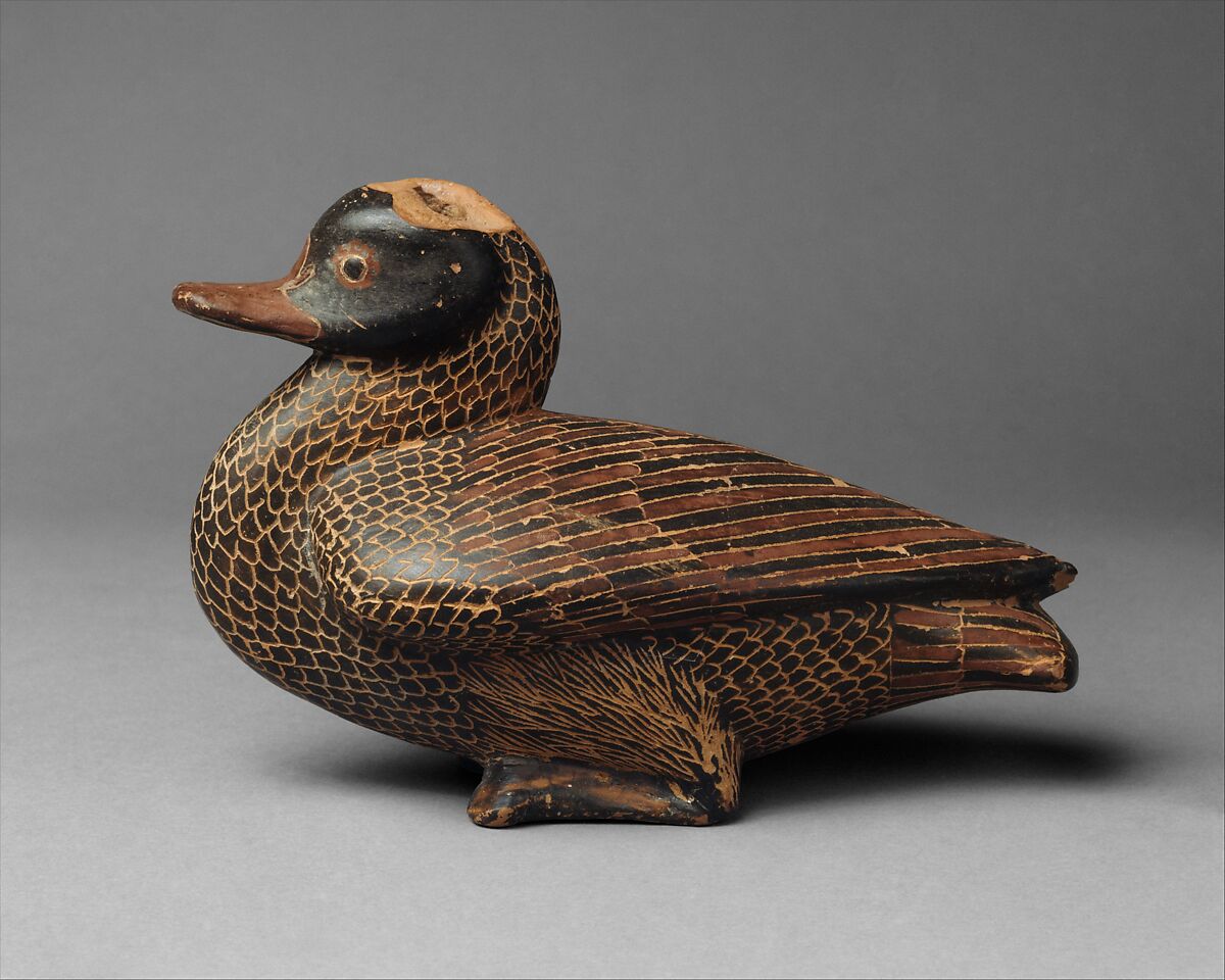 Terracotta vase in the form of a duck, Terracotta, East Greek 