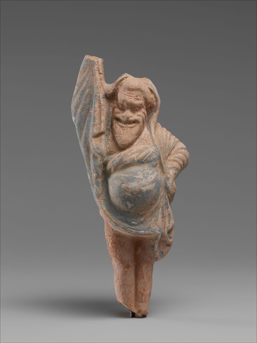 Terracotta statuette of an actor, Terracotta, Greek, Attic 