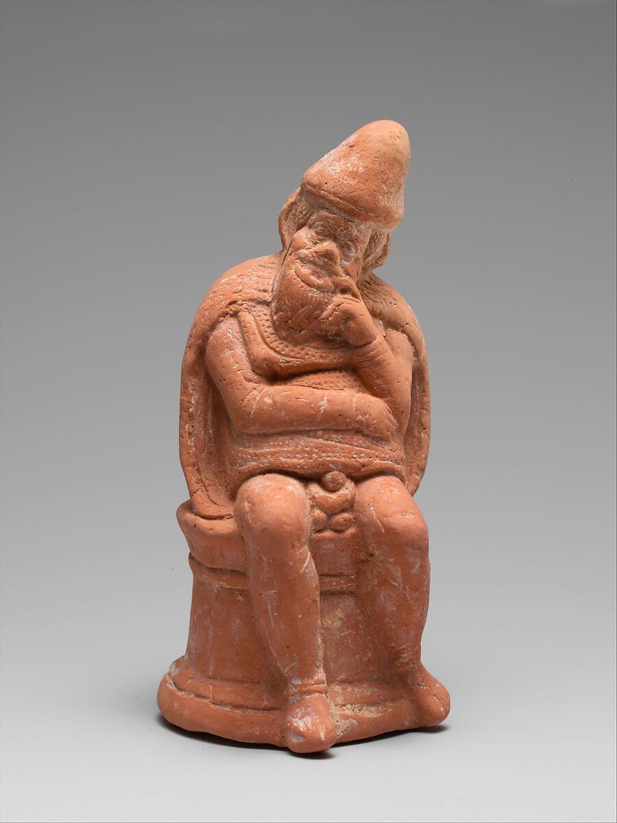 Terracotta statuette of an actor, Terracotta, Greek, Attic 