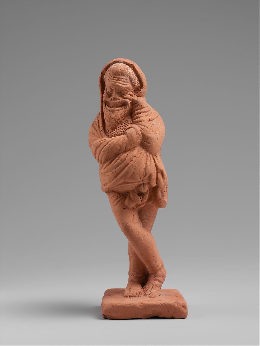 Terracotta statuette of an actor, Terracotta, Greek, Attic 