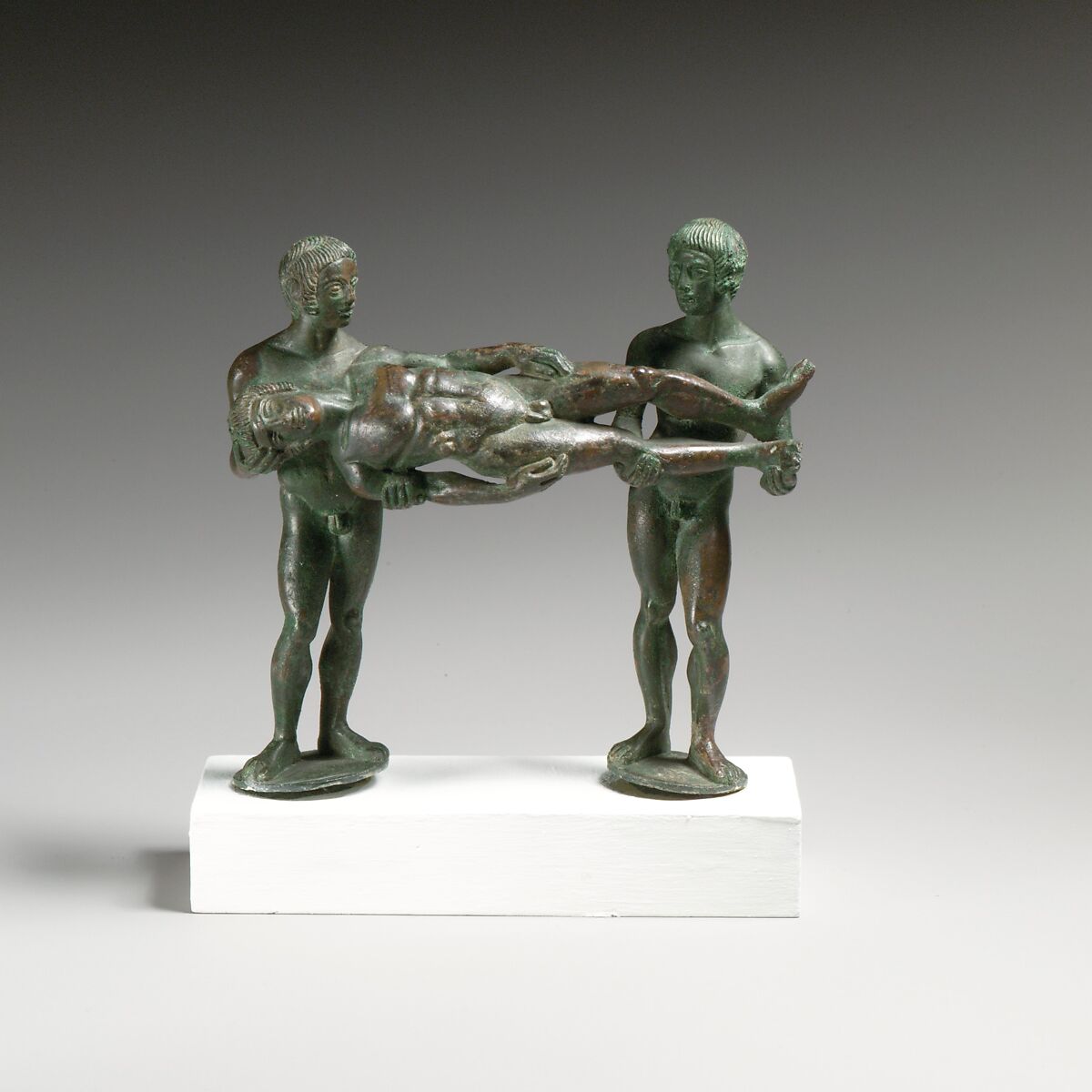 Bronze handle from a cista (toiletry box), Bronze, Etruscan