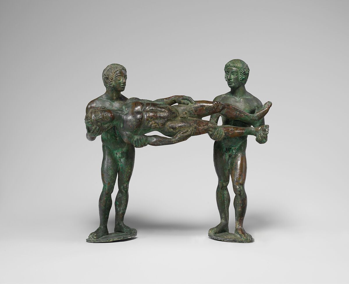 Bronze handle from a cista (toiletry box), Bronze, Etruscan 