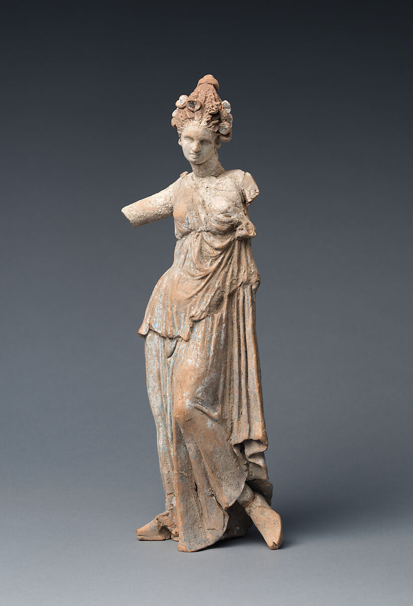 Terracotta statuette of a woman, Terracotta, Greek, South Italian, Tarentine