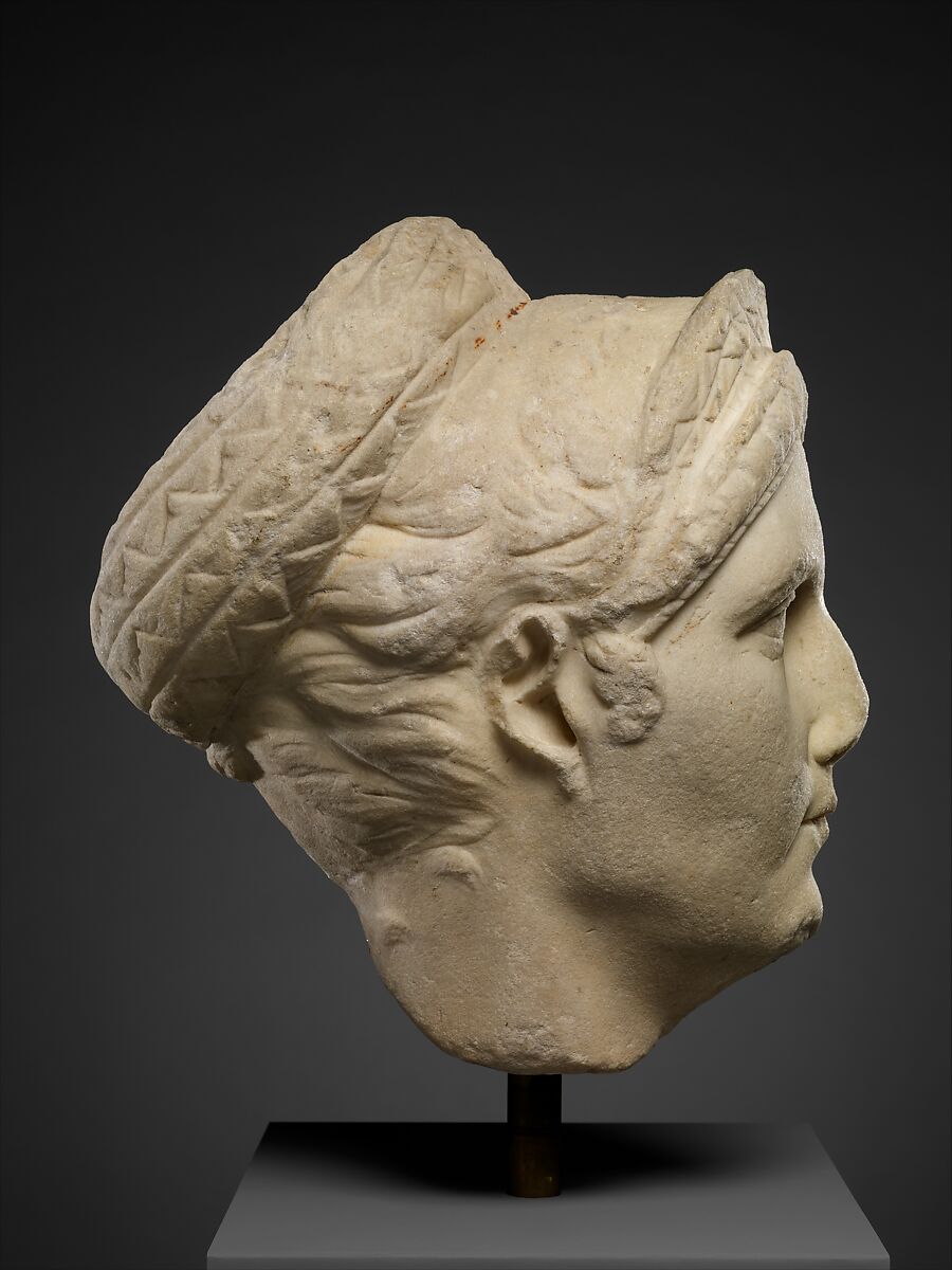 Marble portrait, probably of Matidia, niece of the emperor Trajan and mother of Sabina, wife of the emperor Hadrian, Marble, Roman