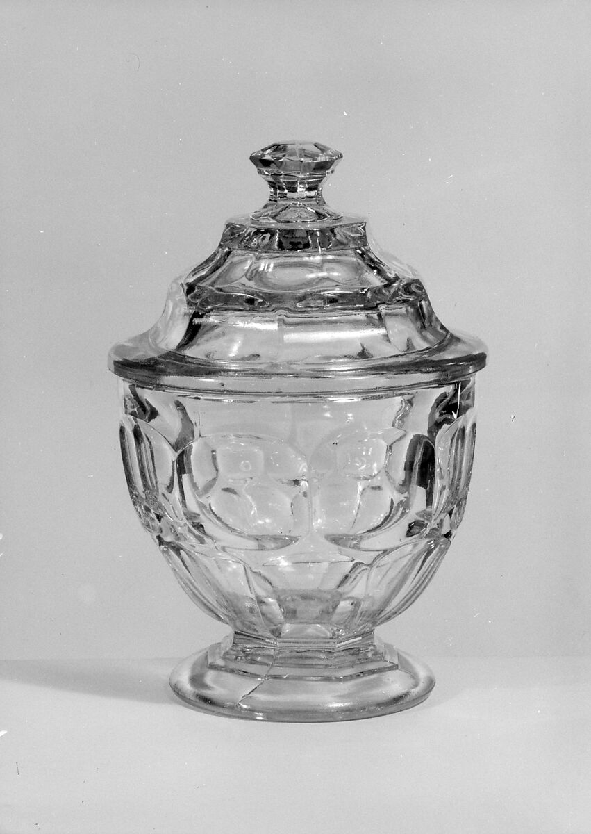 Covered Sugar Bowl, Pressed glass, American 