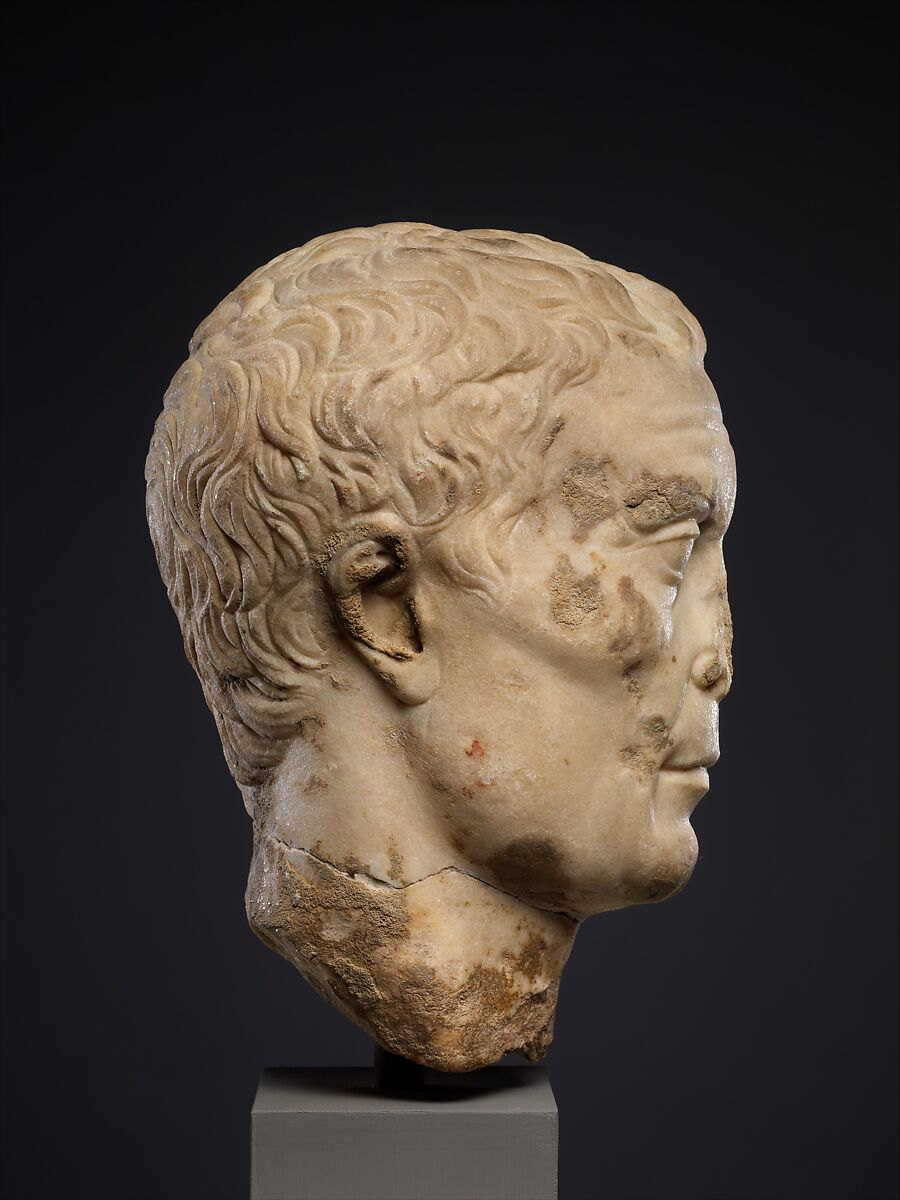 Marble portrait head of an elderly man, Marble, Roman