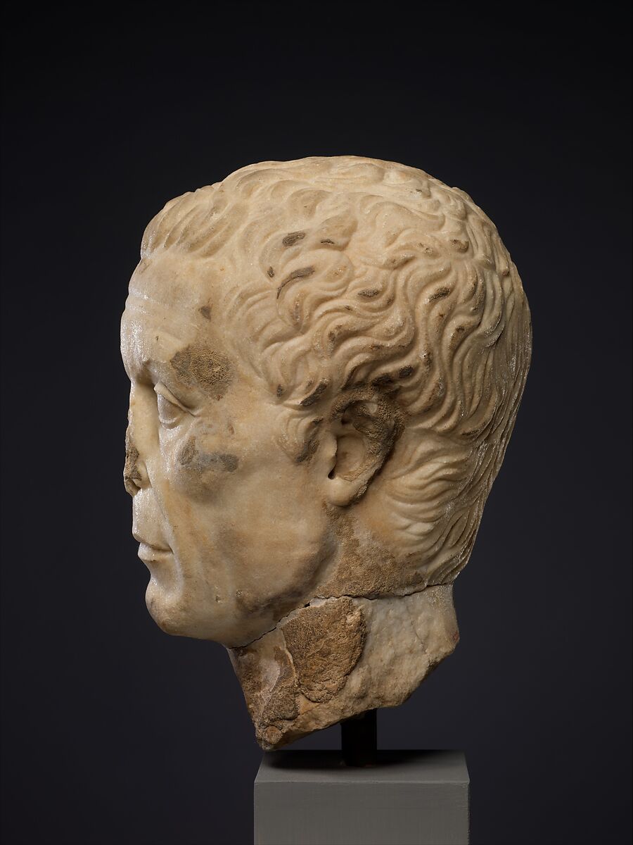 Marble portrait head of an elderly man, Marble, Roman