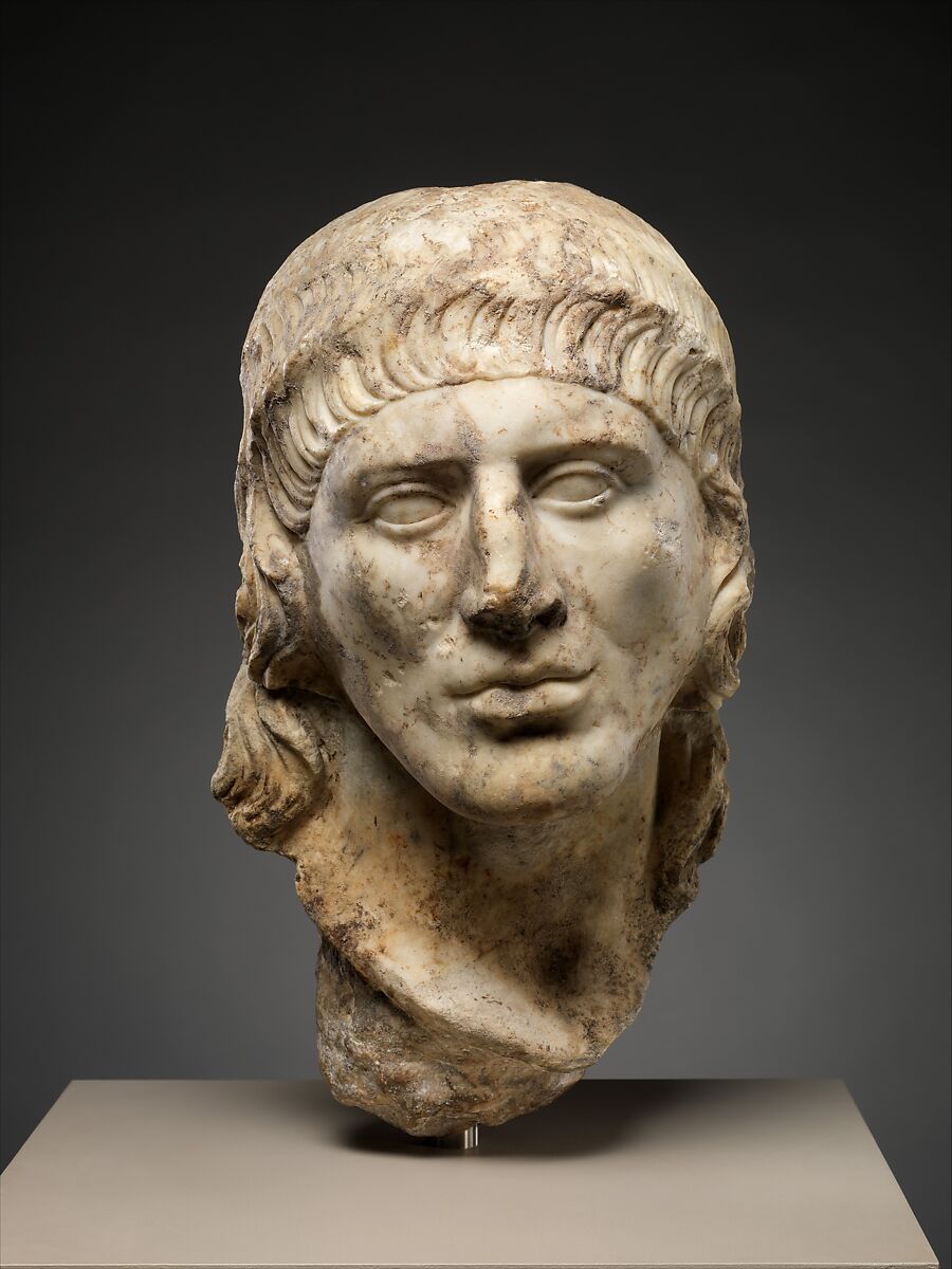 Marble head of a man, Marble, Roman 