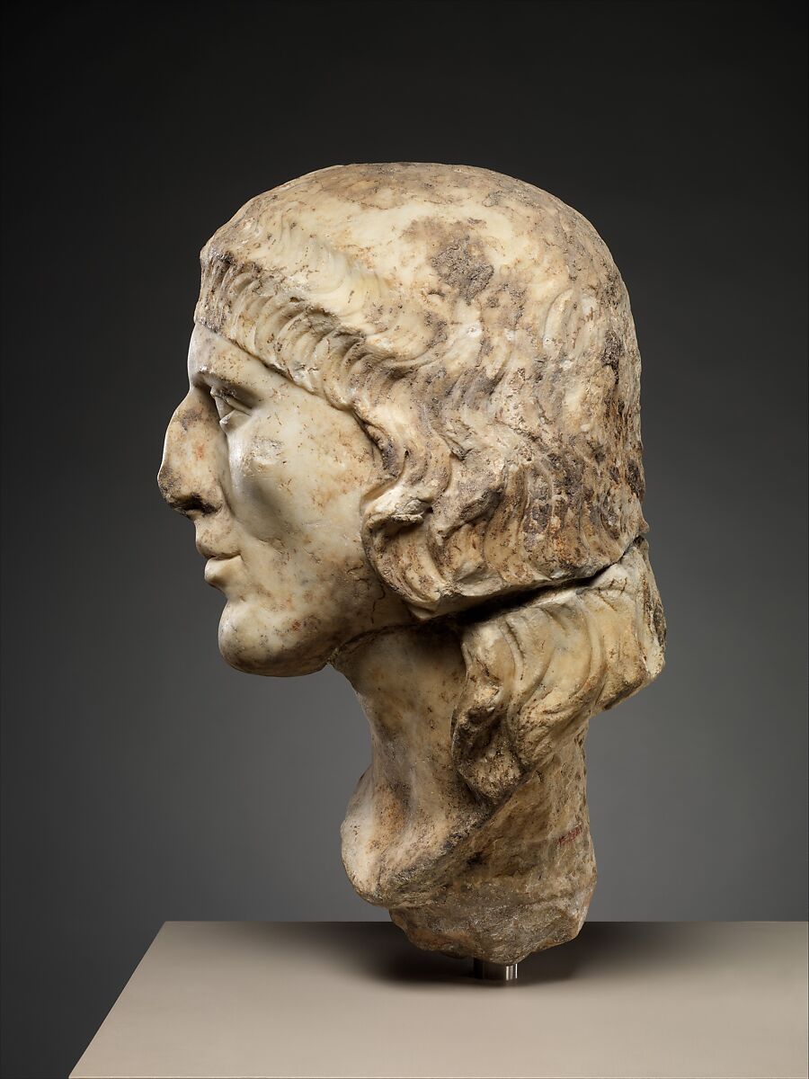 Marble head of a man, Marble, Roman
