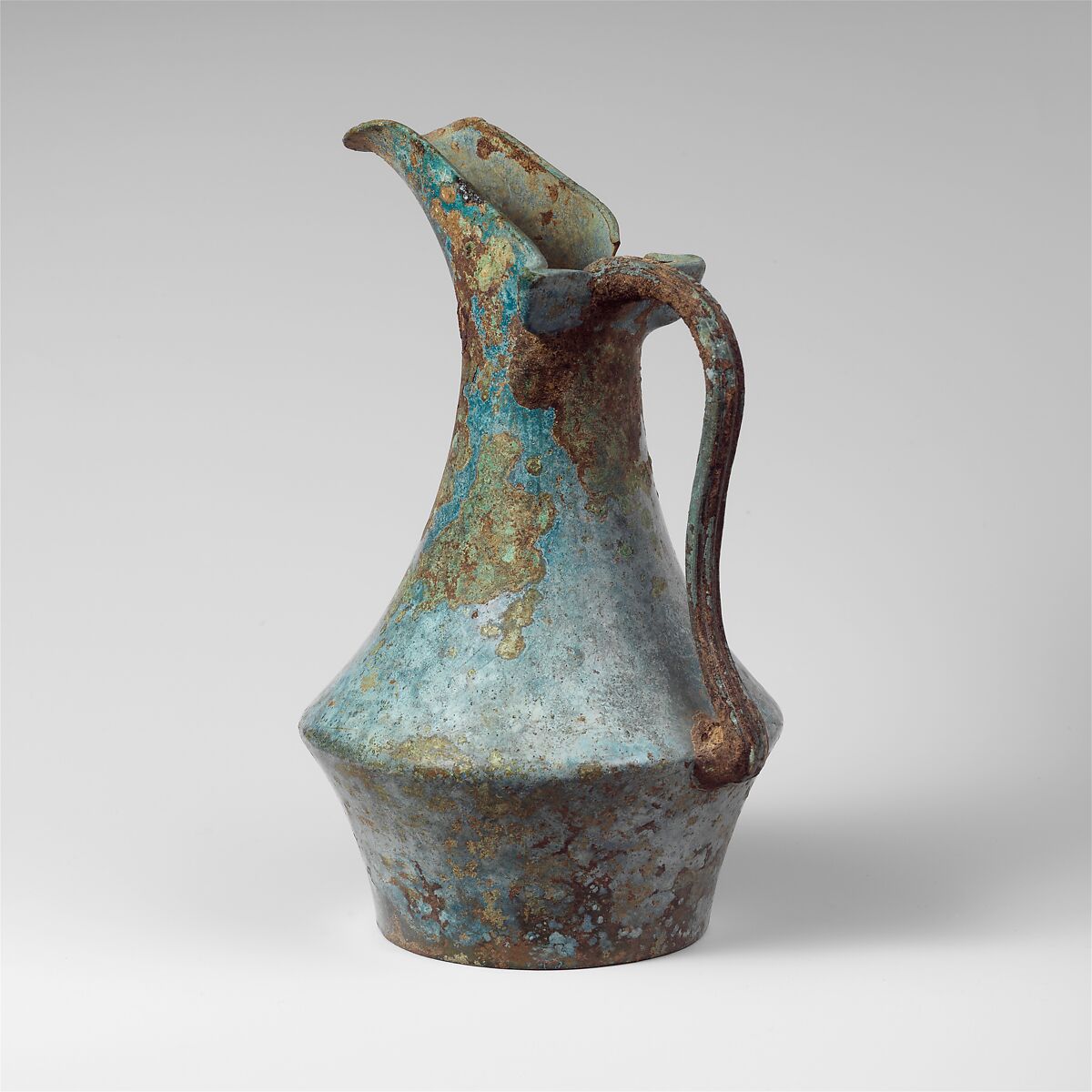 Bronze oinochoe (jug), Bronze, Etruscan 