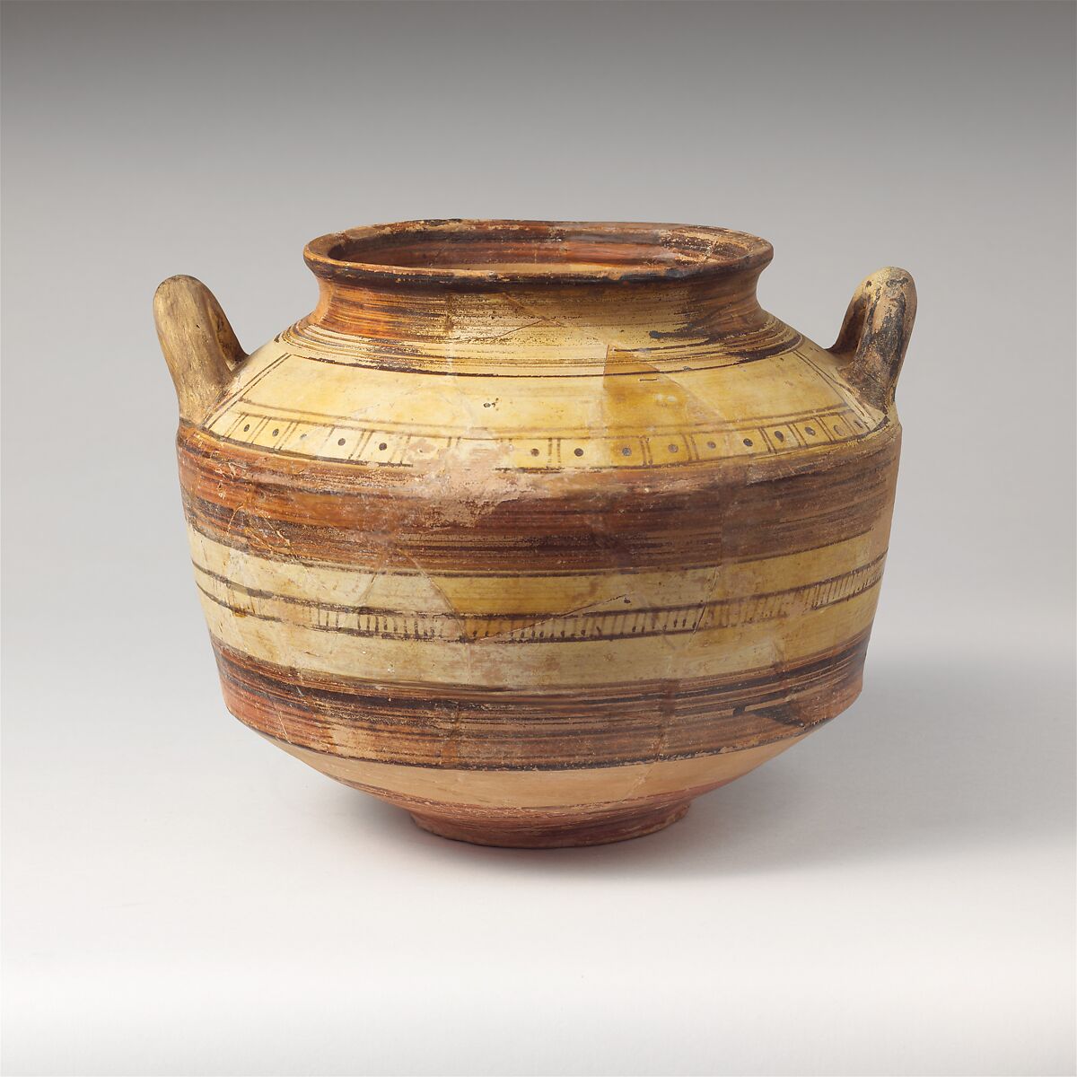 Terracotta jar with vertical handles, Terracotta, Lydian 