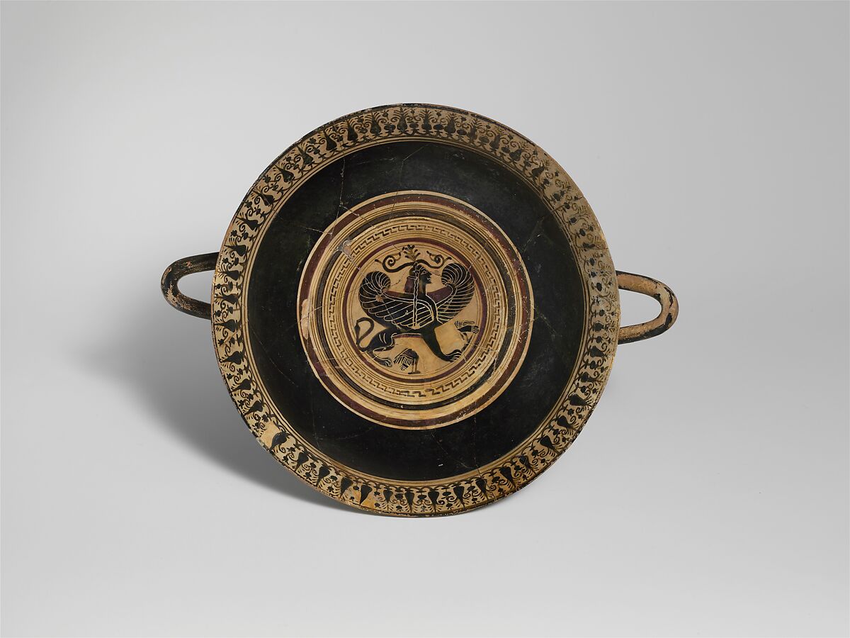 Terracotta kylix (drinking cup), Terracotta, Greek, Laconian