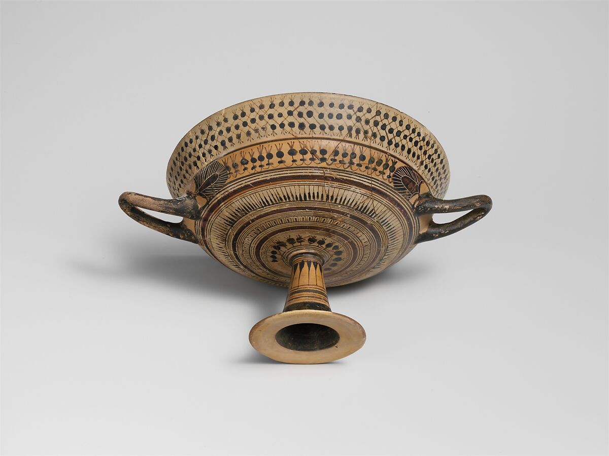 Terracotta kylix (drinking cup), Terracotta, Greek, Laconian