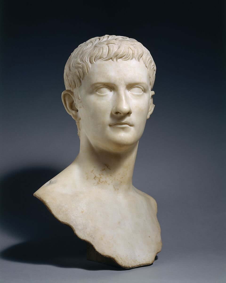Marble portrait bust of the emperor Gaius, known as Caligula, Marble, Roman