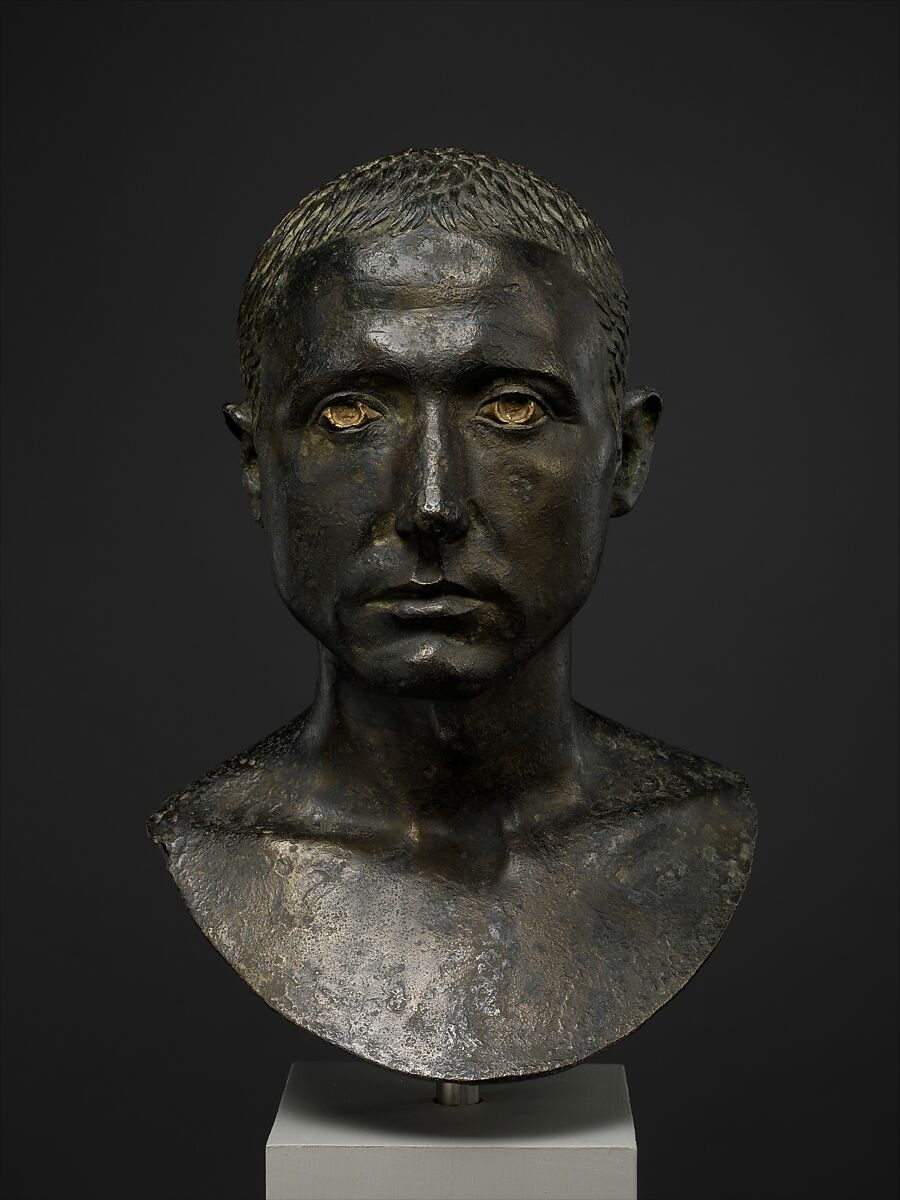 Bronze portrait bust of a man, Bronze, Roman