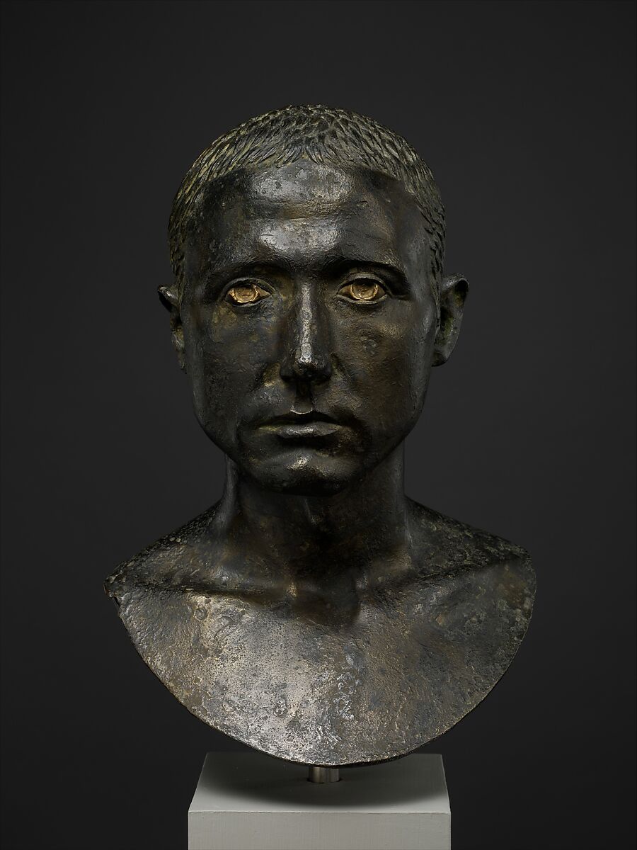 Bronze portrait bust of a man, Bronze, Roman 