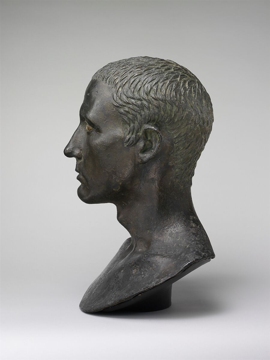 Bronze portrait bust of a man, Bronze, Roman