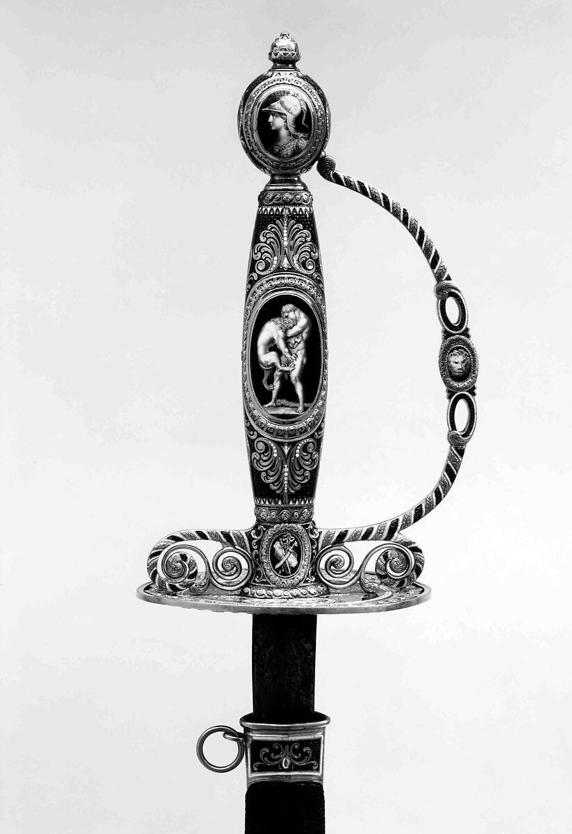 Smallsword, Attributed to James Morisset (British, London 1738–1815), Gold, enamel, steel, textile, leather, wood, cotton, velvet, British, London 