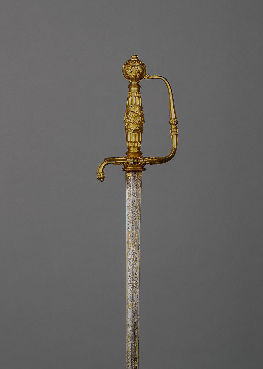 Rapier, Steel, gold, copper alloy, textile, possibly French