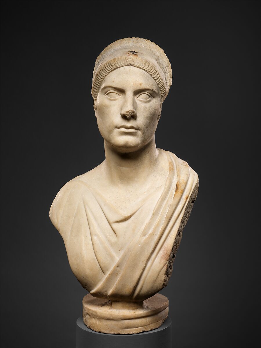 Marble portrait bust of a woman, Marble, Roman