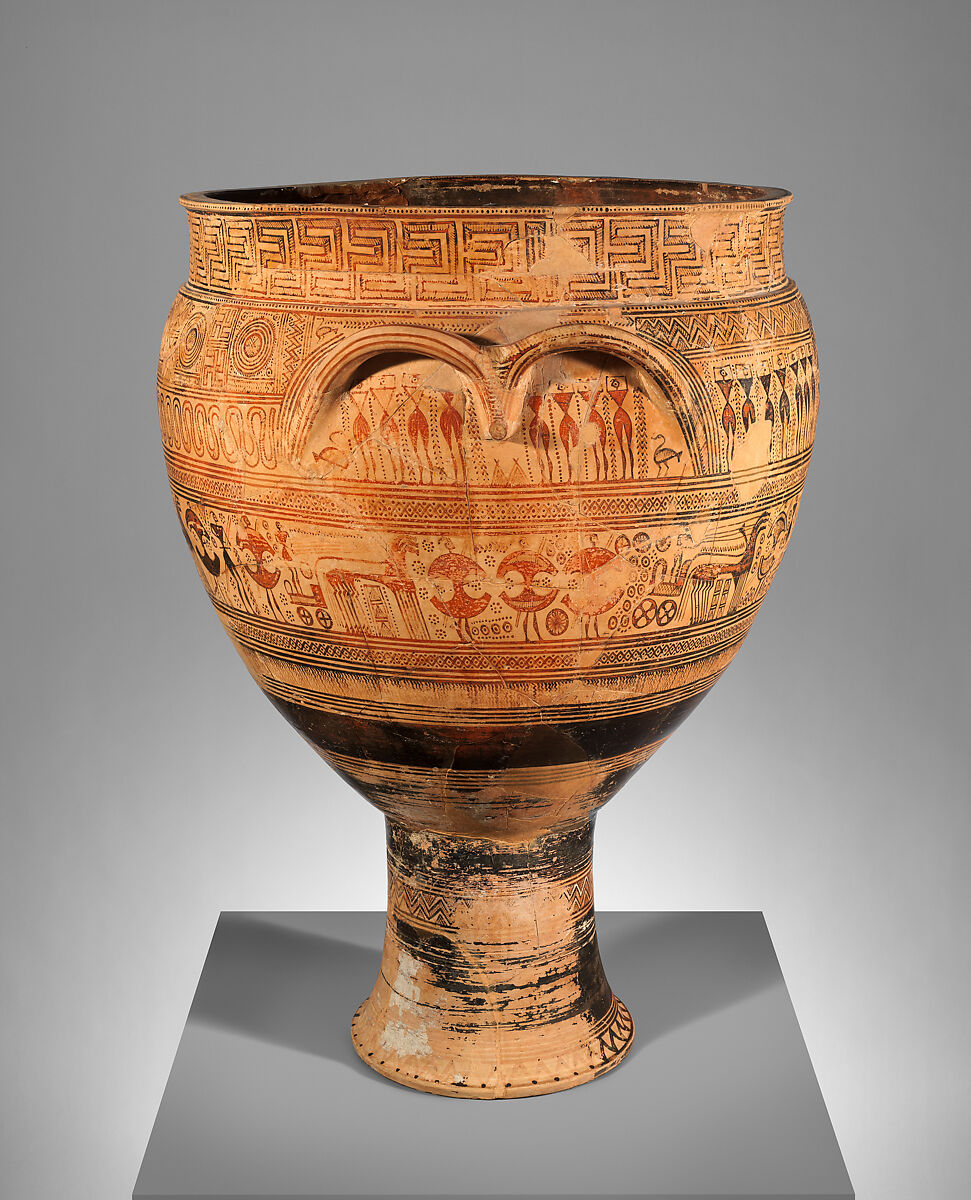 Terracotta krater, Attributed to the Hirschfeld Workshop, Terracotta, Greek, Attic
