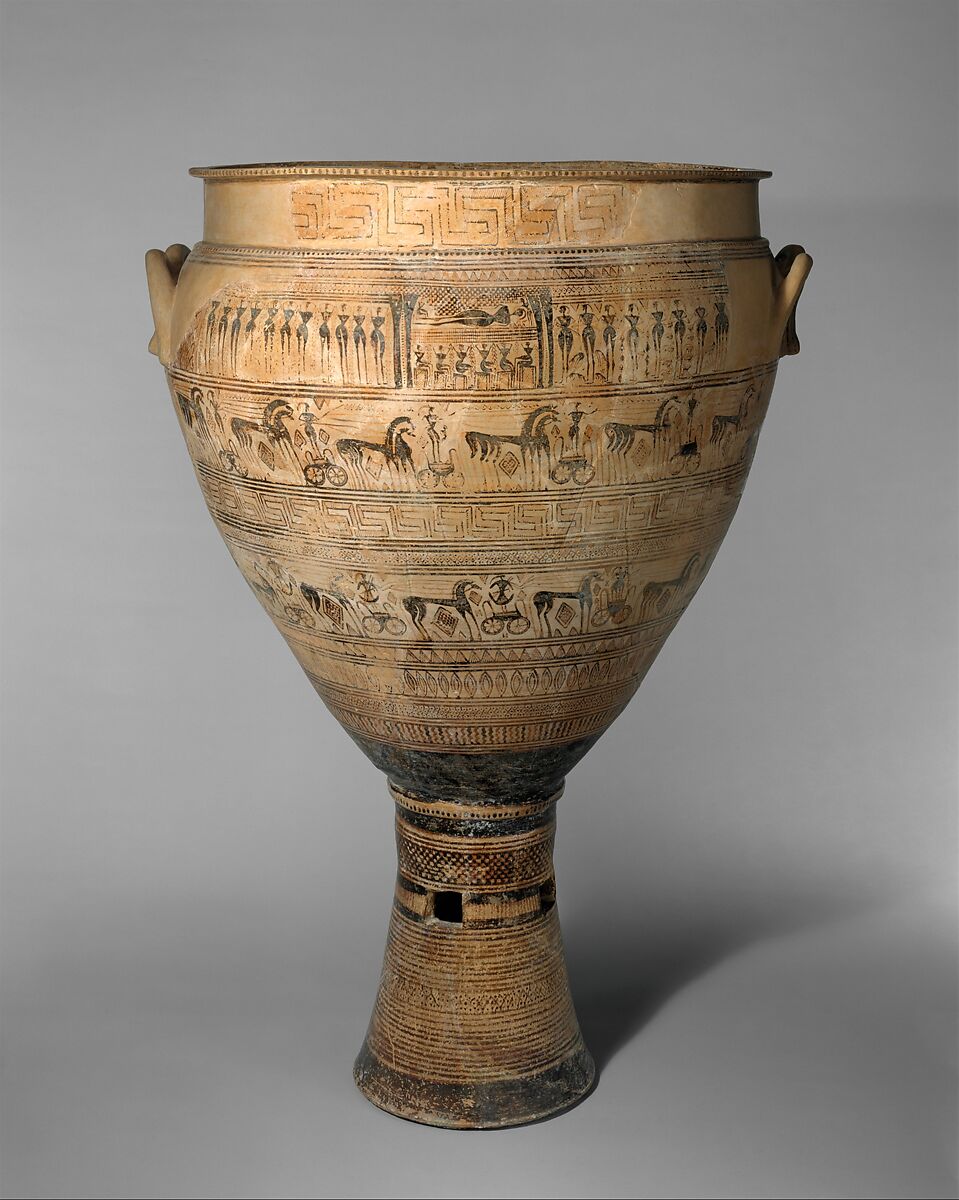 Terracotta krater, Attributed to the Trachones Workshop, Terracotta, Greek, Attic 