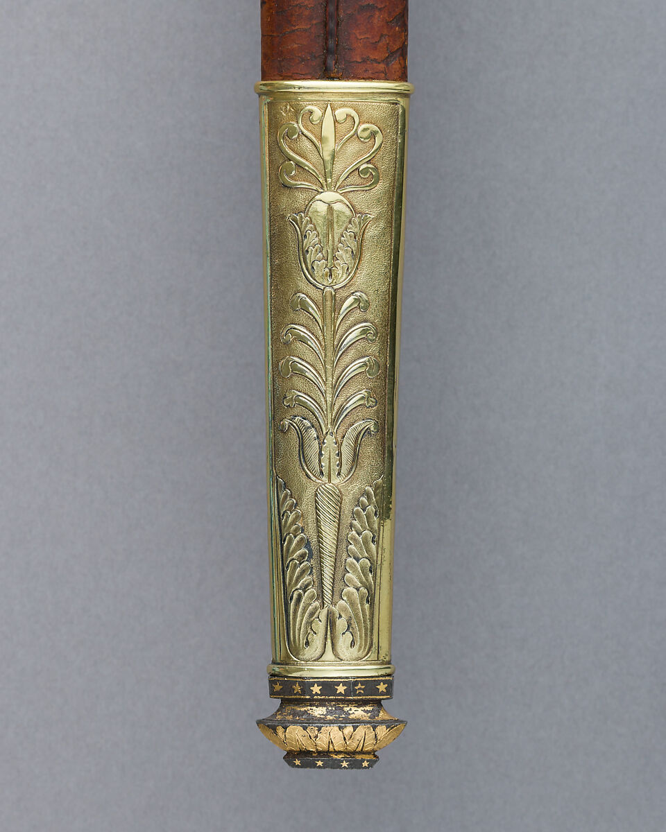 Hunting Sword of Prince Camillo Borghese (1775–1832), François Pirmet (French, Paris, recorded 1779–1818), Silver-gilt, steel, leather, mother-of-pearl, French, Paris