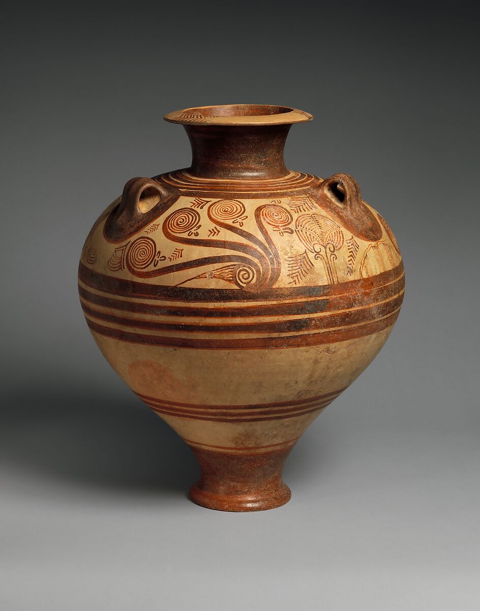 Terracotta jar with nautiluses, Terracotta, Helladic, Mycenaean 