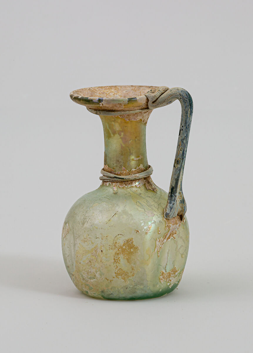 Glass indented jug, Glass, Roman 