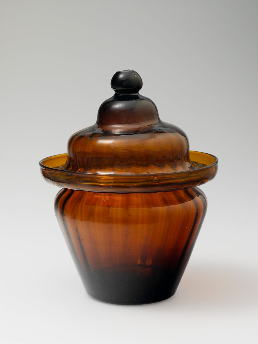 Sugar bowl, Blown-molded glass, American 