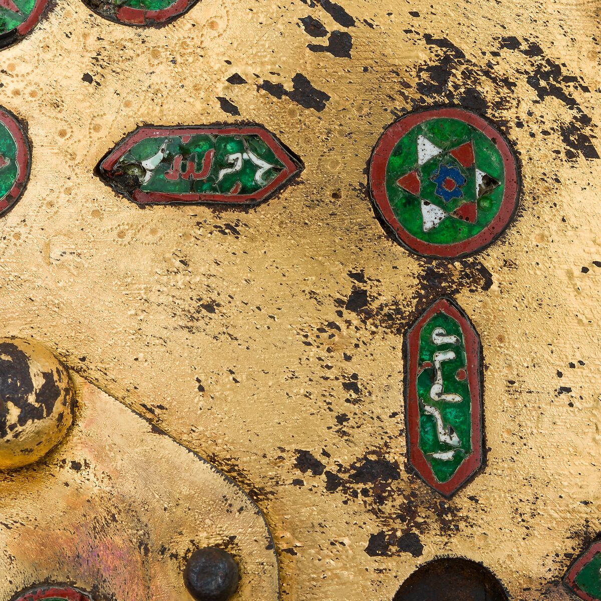Helmet (Sallet), Steel, iron, gold, silver, cloisonné enamel, leather, textile, Spanish, possibly Granada