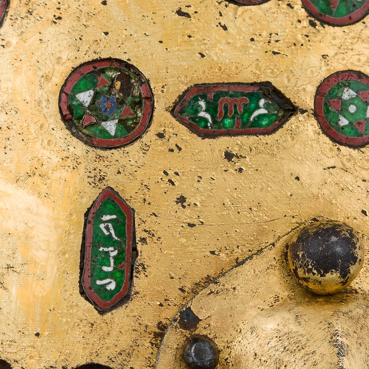 Helmet (Sallet), Steel, iron, gold, silver, cloisonné enamel, leather, textile, Spanish, possibly Granada