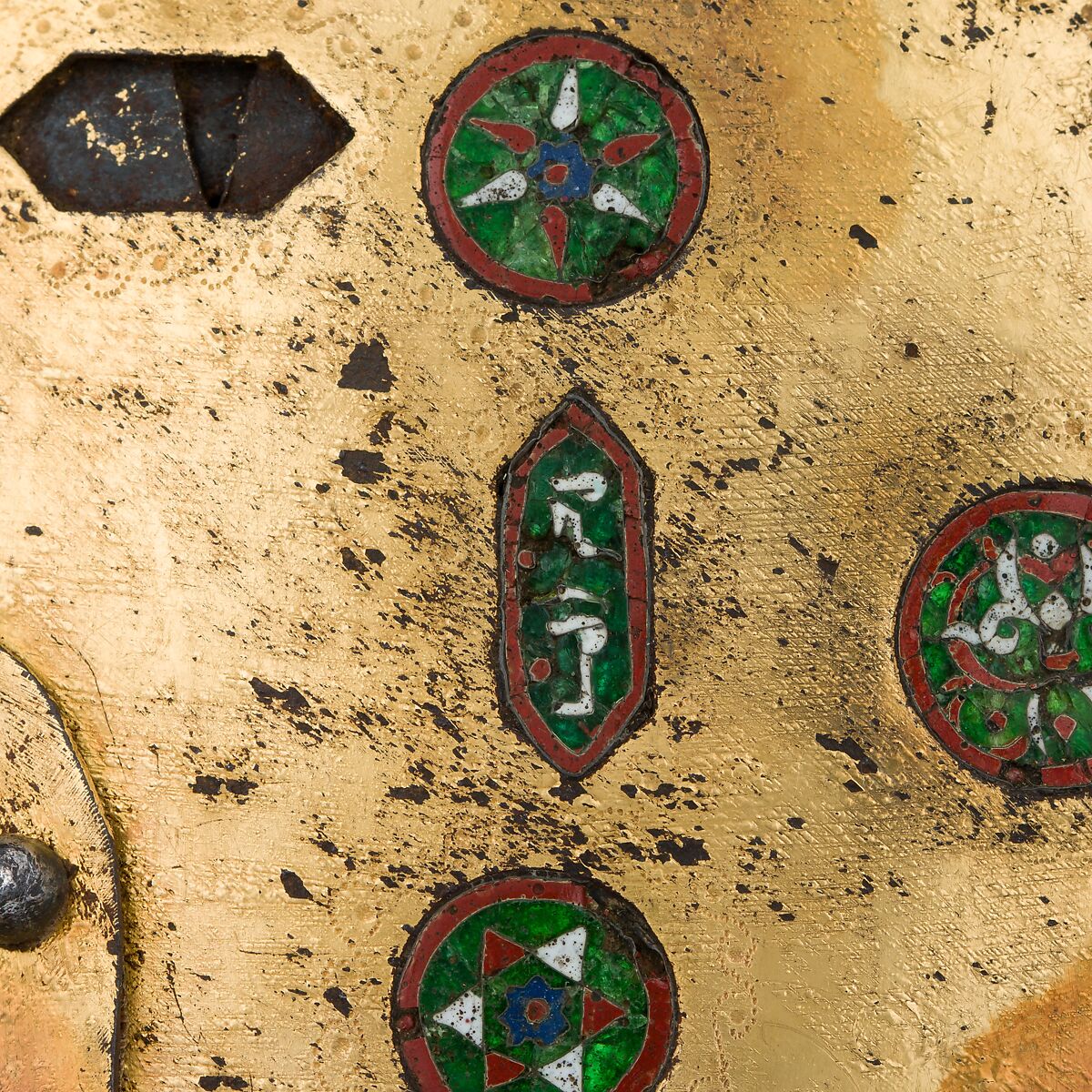 Helmet (Sallet), Steel, iron, gold, silver, cloisonné enamel, leather, textile, Spanish, possibly Granada